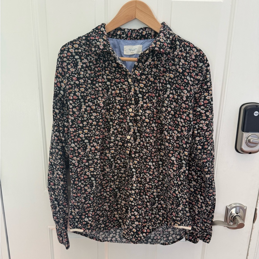 Anthropologie Birds of Paradis Trovata corduroy floral button long sleeve M